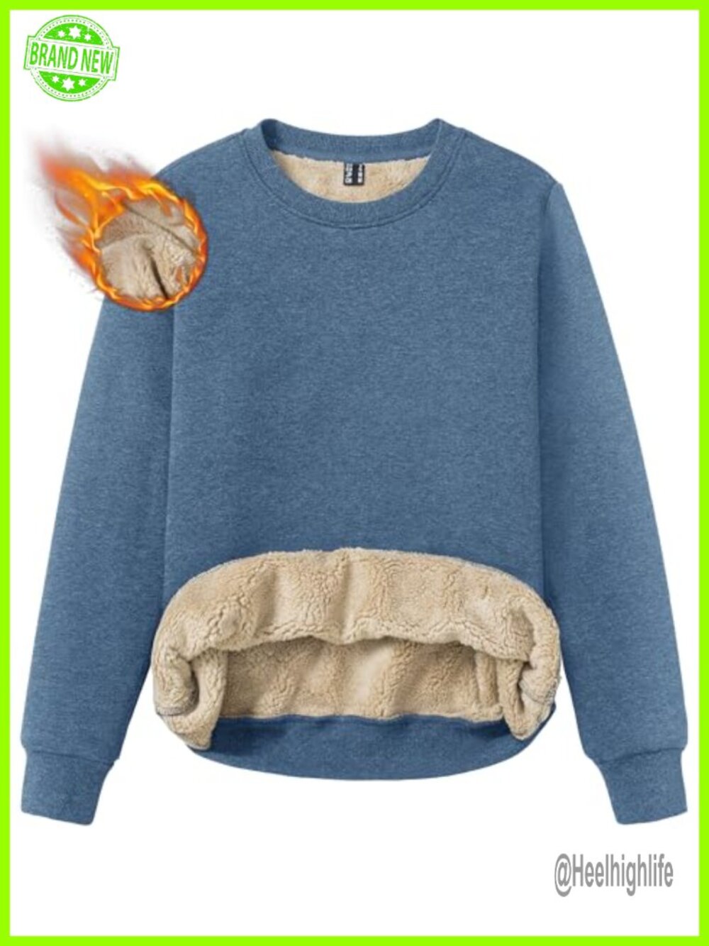Fleece Lined Sweatshirt Crewneck Sherpa Pullover Thermal Winter Top